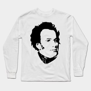 Franz Schubert Black On White Long Sleeve T-Shirt